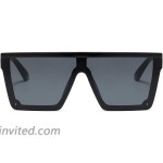 LKEYE - Oversize Shield Flat Top Square Sunglasses Siamese Rimless Lens LK1717 C1 Black Gray