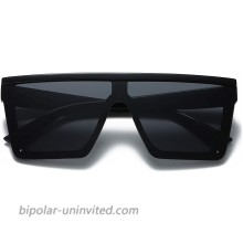 LKEYE - Oversize Shield Flat Top Square Sunglasses Siamese Rimless Lens LK1717 C1 Black Gray