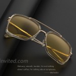 MAFEEDSS Sunglasses for Men and Women Vintage Square Metal Frame Fashion Sunglasses Classic Aviator Trendy Night Driving Glasses