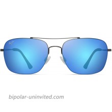 Maui Jim Lava Tube Aviator Sunglasses Satin Dark Gunmetal Blue Hawaii Polarized Medium