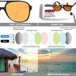 MEETSUN Vintage 70s Sunglasses for Women Men Retro Aviator Large Frame Tinted Lenses Night Driving Glasses UV Protection Shades Yellow + Brown