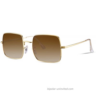 Mosanana Square Polarized Sunglasses for Women Gradient Brown Trendy Trending Fashion Stylish Cool Cute Rectangle Gold UV Protection Unique Ladies Retro Vintage Classic Shades  Beach Style MS51920