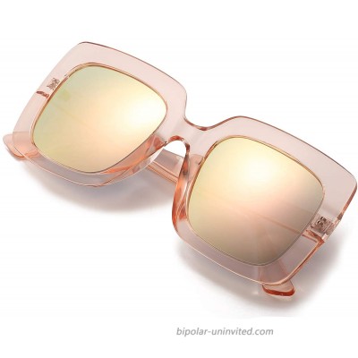 MuJaJa Square Oversized Polarized Sunglasses for Women UV Protection Large Reteo Frame Sun Glasses Pink Square Oversized