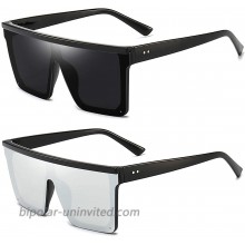 Oversized Flat Top Sunglasses for Women Mens Trendy UV 400 Protection Big Sun Glasses Shades