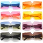 Oversized Square Sunglasses for Women Rimless Frame Candy Color Transparent Glasses2 pack-blue-pink pink-yellow