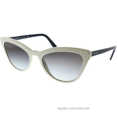 Prada Catwalk PR 01VS 7S30A7 Ivory Plastic Cat-Eye Sunglasses Grey Gradient Lens