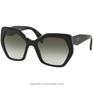 Prada PR16RS HERITAGE 1AB0A7 56M Black Grey Gradient Hexagon Sunglasses For Women+FREE Complimentary Eyewear Care Kit