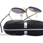 Retro Round 80's Flip Up Steampunk Sunglasses Mirror Vintage Circle Sun Glasses Eyewear for Men Women Gold Frame Grey Lens as the picture