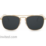 Retro Square Aviator Sunglasses Premium Glass Lens Flat Metal Eyewear Men Women Gold Grey