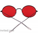 Round Retro Sunglasses Men Women Steampunk Style Circle Sun Glasses Black Frame Red Lens 50