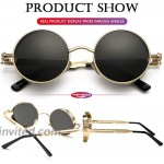 Round Steampunk Sunglasses for Men Women Gothic Glasses John Lennon Style Metal Frame 100% UV Blocking Lens New Gold Grey