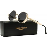 Round Steampunk Sunglasses for Men Women Gothic Glasses John Lennon Style Metal Frame 100% UV Blocking Lens New Gold Grey