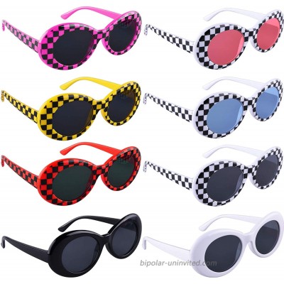 SIQUK 8 Pairs Clout Goggles Oval Sunglasses 8 Colors Retro Kurt Mod Goggles