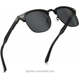 SUNGAIT Classic Half Frame Retro Sunglasses with Polarized Lens Black Frame Gray Lens