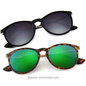 SUNGAIT Vintage Round Sunglasses for Women Men Classic Retro Designer StylePolarized Green Lens & Grey Gradient Lens2 Pack