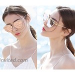 SUNIER Polarized Sunglasses Women Mirrored Cute Flat UV400 Ladies Shades Gold Metal Cat Eye Frame Pink Rose Gold Lenses