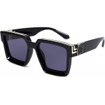 Thick Frame Square Sunglasses for Men Women Retro Sun Glasses UV400 Protection Fashion Trendy Style Black Frame Black Lens