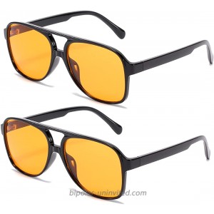 TIANYESY Classic Vintage Aviator Sunglasses for Women Men Large Frame Retro 70s Sunglasses Yellow + Yellow