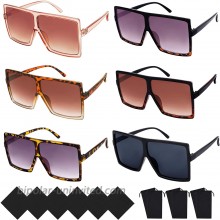 URATOT 6 Pieces Oversized Square Sunglasses Big Sunglasses Black Flat Top Fashion Shades Sunglasses for Women Men at  Women’s Clothing store