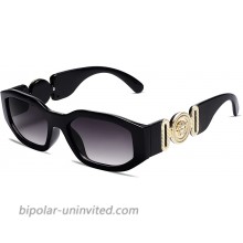 VANLINKER Trendy Irregular Rectangle Sunglasses UV Protection hexagon Horned Rim Thick Fashion Shades VL9602 with Black Frame Grey Lens