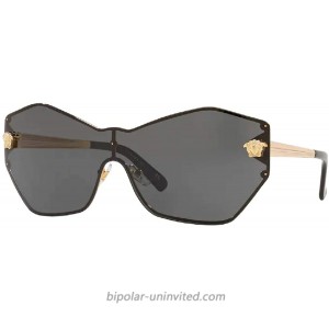 VE2182 100287 43MM Gold Dark Grey Rectangle Sunglasses for Women + FREE Complimentary Eyewear Kit