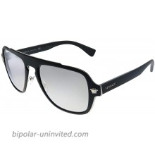 Versace Medusa Charm VE 2199 10006G Matte Black Plastic Aviator Sunglasses Silver Mirror Lens