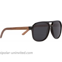 Woodies Aviator Style Walnut Wood Sunglasses with Black Polarized Lens for Men