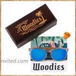 WOODIES Polarized Clear Acetate Wood Sunglasses in Wood Display Box for Men and Women | Royal Blue Polarized Lenses and Real Wooden Frame | 100% UVA UVB Ray Protection