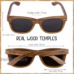 WOODIES Polarized Zebra Wood Sunglasses for Men and Women |Polarized Lenses and Real Wooden Frame | 100% UVA UVB Ray Protection
