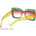 ZXDA Oversized Square Sunglasses Multi Tinted Glitter Frame Stylish Inspired Red