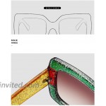 ZXDA Oversized Square Sunglasses Multi Tinted Glitter Frame Stylish Inspired Red