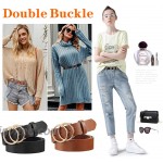 2 Pack Double Ring Buckle Belts Women Leather Waist Belts for Jeans Dresses at Women’s Clothing store
