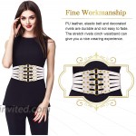 2 Pieces Wide PU Leather Waist Belt Stretch Rivets Cinch Waistband Elastic Vintage Studded Buckle Belt for Dress at Women’s Clothing store