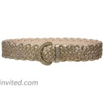 2 Wide Hand Made Woven Gold Braided Round Faux Leather Belt at Women’s Clothing store Apparel Belts