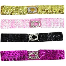 4 Pack Women Girls Sparkly Glitter Sequin Stretchy Elastic Waist Belt Wide Dress Belt Corset Cinch Belt at  Women’s Clothing store
