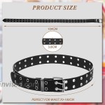 4 Pieces Double Grommet Belts PU Leather Belt Eyelet Belt Punk Rock Belts Studded Jeans Belt for Women and Men at Women’s Clothing store