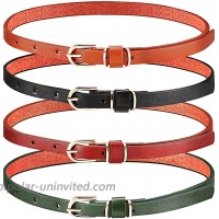 4 Pieces Women's Skinny PU Leather Belt Thin Waist Belt for Dress Jeans Girls Solid Color Belt with Gold Alloy Buckle at  Women’s Clothing store