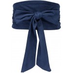 Aecibzo Women's Bowknot Self Tie Wrap Around Obi Waist Band Cinch Boho Waist Belt Dark Blue at Women’s Clothing store