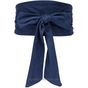 Aecibzo Women's Bowknot Self Tie Wrap Around Obi Waist Band Cinch Boho Waist Belt Dark Blue at  Women’s Clothing store