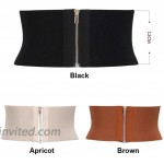 Aecibzo Womens Wide Elastic Stretch Waist Belt Corset Cincher Belt Trimmer Waistband Fit waist 28.7-37.4 Black at Women’s Clothing store
