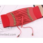 ALAIX Women's Wide Belt Faux Leather Underbust Corset Waist Belt for Dress Jumpsuit Coat Stretchy Dress Belts PU Waistband for women Red at Women’s Clothing store