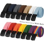 ALC-1-5 2P Military Belt Canvas Belt Web Belt Non Leather Belt One Size fits all 1-1 2 Wide - 2 Pack 2P Rainbow at Men’s Clothing store
