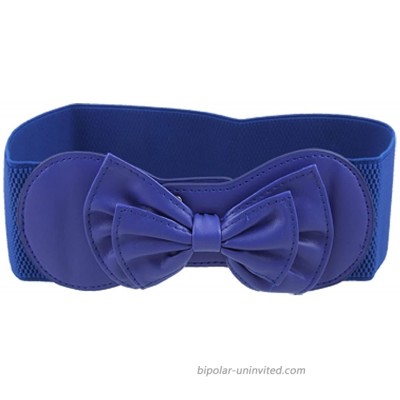 Allegra K Women Bowtie Ornament Press Stud Button Elastic Waist Cinch Belt Royal Blue at  Women’s Clothing store Apparel Belts