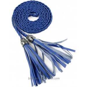 Allegra K Women Tassels Braided PU Waist Belt Royal Blue at  Women’s Clothing store