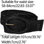 Allegra K Womens Woven Belts Wide Waist Belts for Dress Decor Adjustable 58-84cm 22.83-33.07 Black at Women’s Clothing store