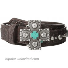 Ariat Turquoise Cross Studded Belt Brown SM 30 Waist at  Women’s Clothing store