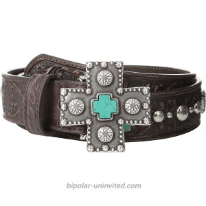 Ariat Turquoise Cross Studded Belt Brown SM 30 Waist at  Women’s Clothing store