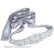 AWAYTR Bridal Rhinestone Wedding Belts - Wedding Dress Sash Belt with 18.8In Silver Rhinestone Applique for Formal Party Prom Gown Gray at  Women’s Clothing store