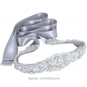 AWAYTR Bridal Rhinestone Wedding Belts - Wedding Dress Sash Belt with 18.8In Silver Rhinestone Applique for Formal Party Prom Gown Gray at  Women’s Clothing store