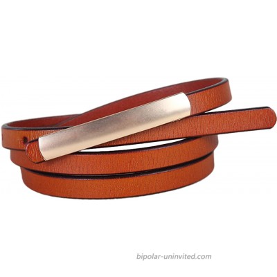 Ayliss Women Skinny Belt for Dress Thin Waist Leather Fashion Belt Solid Color With Gold Buckle Waistband Lady Brown at  Women’s Clothing store